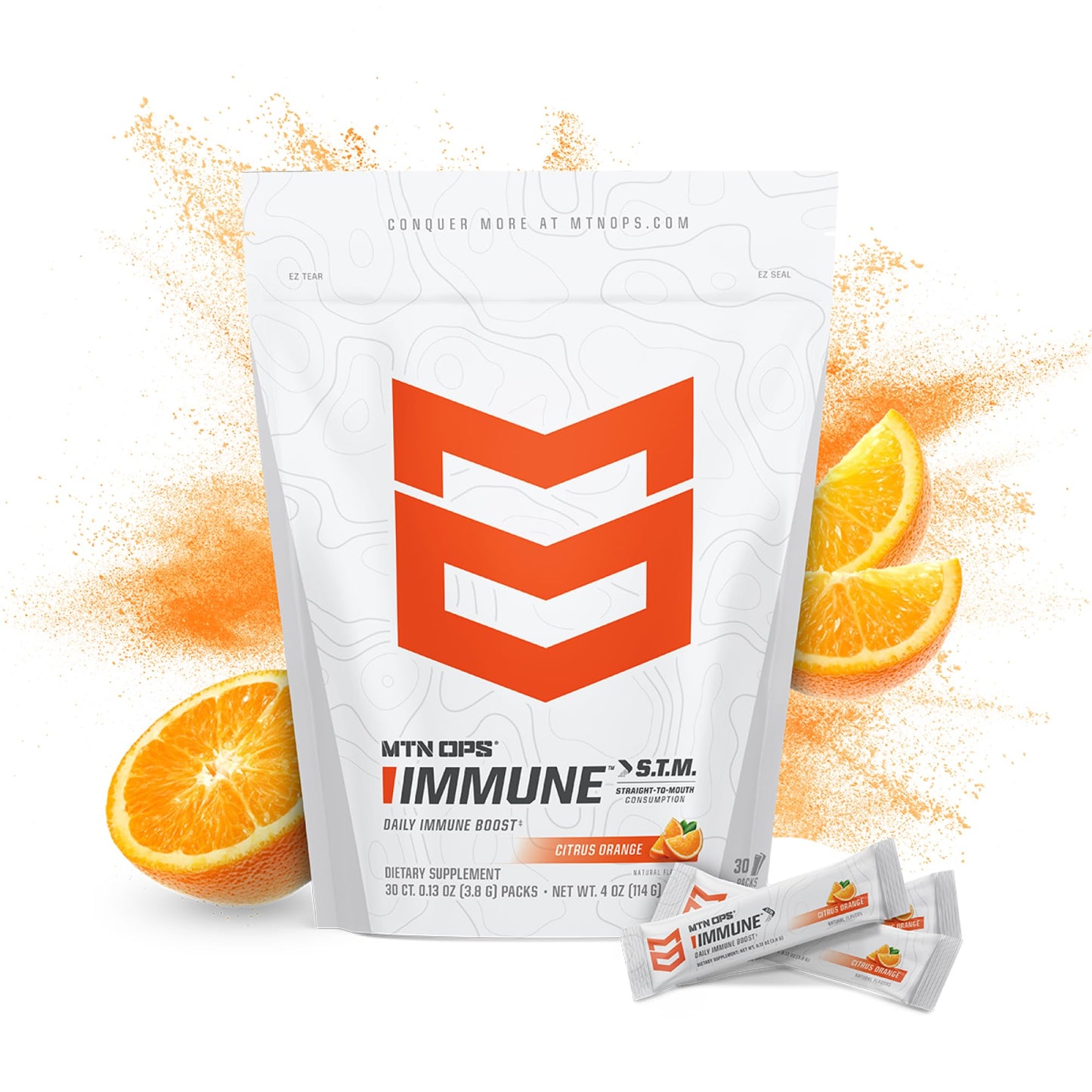 MTN OPS Immune STM Powder Drink Mix – Vitamin C, Vitamin D, Zinc, Antioxidants | Citrus, 30 Servings