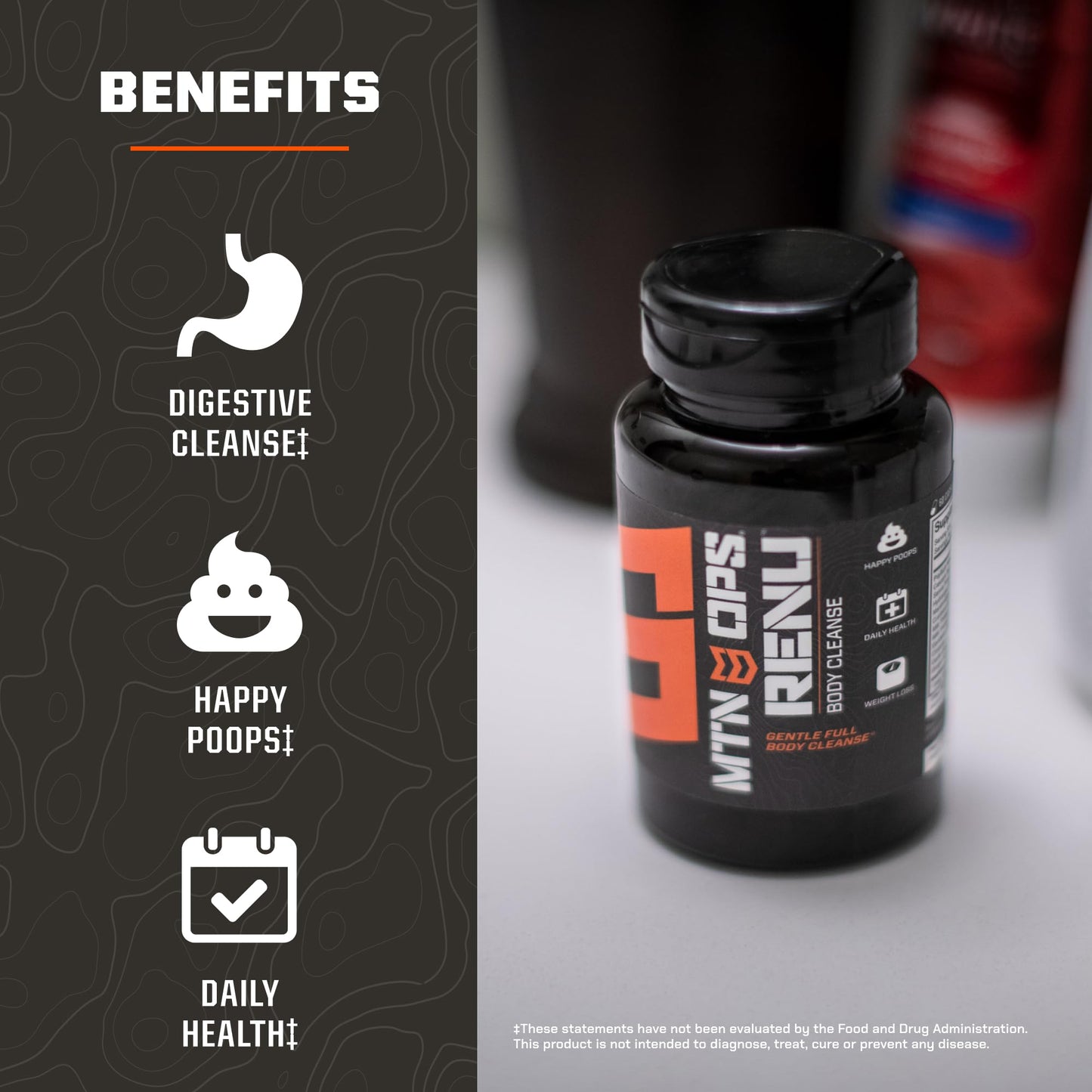 MTN OPS Renu - Gentle Digestive Cleanse & Psyllium Husk, 60 Capsules