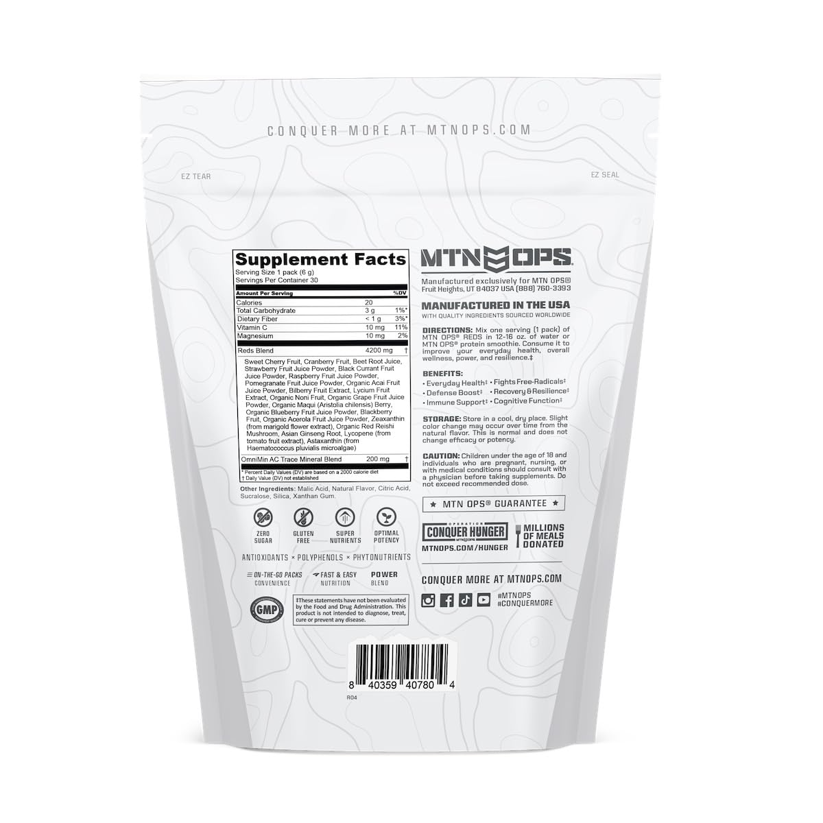 MTN OPS Super Reds Daily Health & Antioxidant Drink Powder – 30 On-The-Go Packs