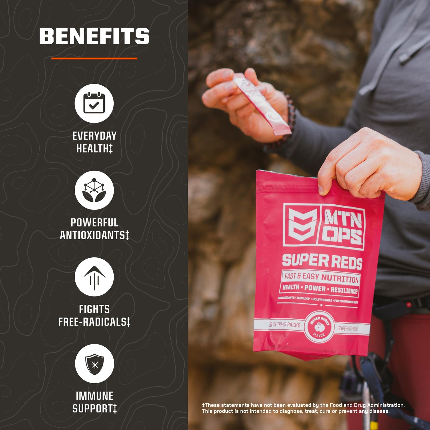 MTN OPS Super Reds Daily Health & Antioxidant Drink Powder – 30 On-The-Go Packs