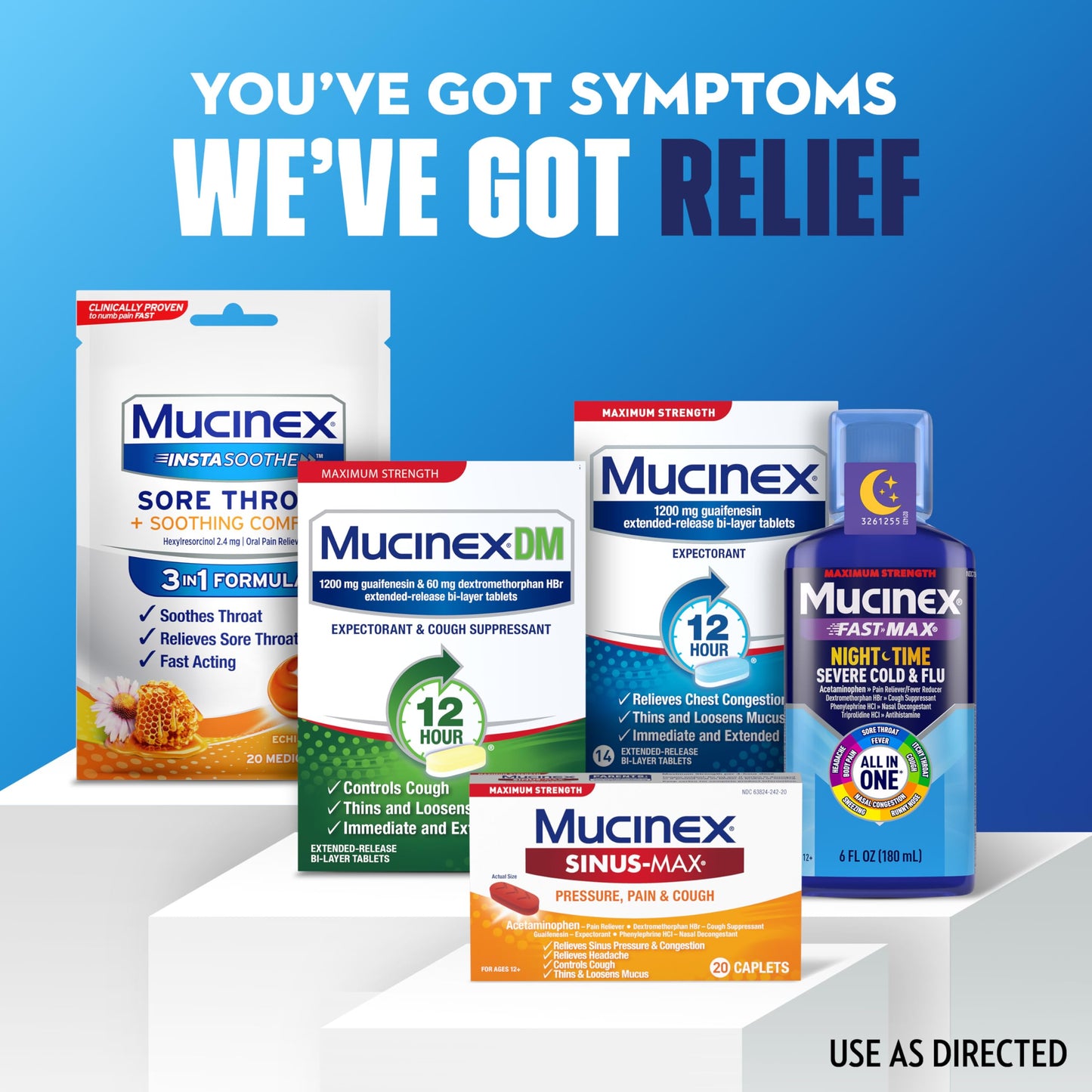 Mucinex Maximum Strength Sinus-Max Pressure & Pain Caplets – 60 Count Pack of 3 (Sinus Pressure, Congestion, Headache & Fever)