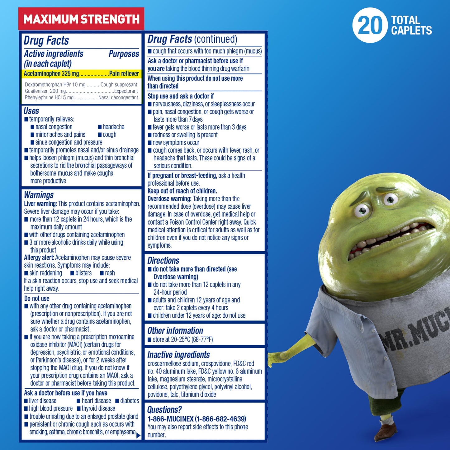 Mucinex Maximum Strength Sinus-Max Pressure & Pain Caplets – 60 Count Pack of 3 (Sinus Pressure, Congestion, Headache & Fever)