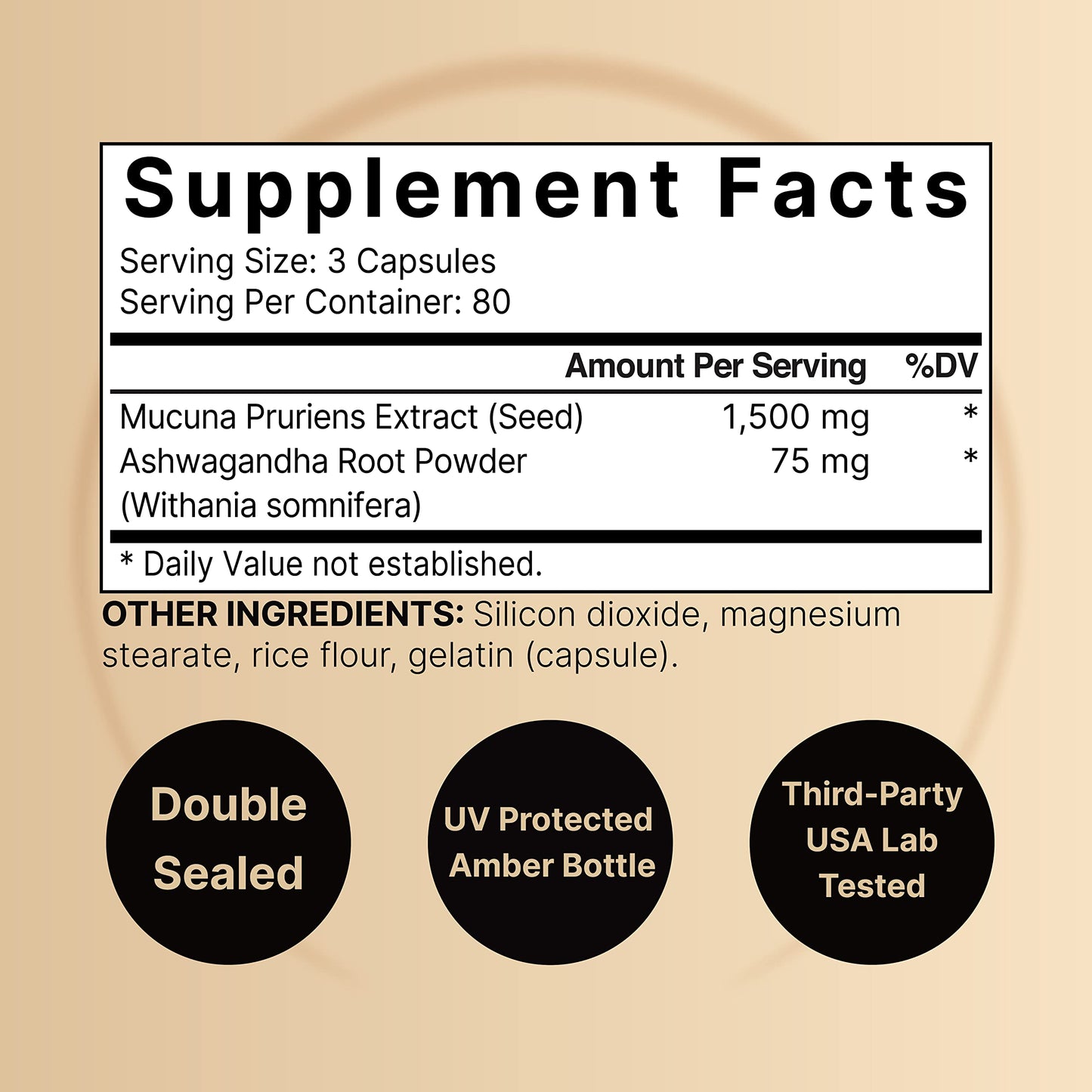 Mucuna Pruriens Capsules 1500mg | 240-Count 2-in-1 Ashwagandha Formula | Made in USA