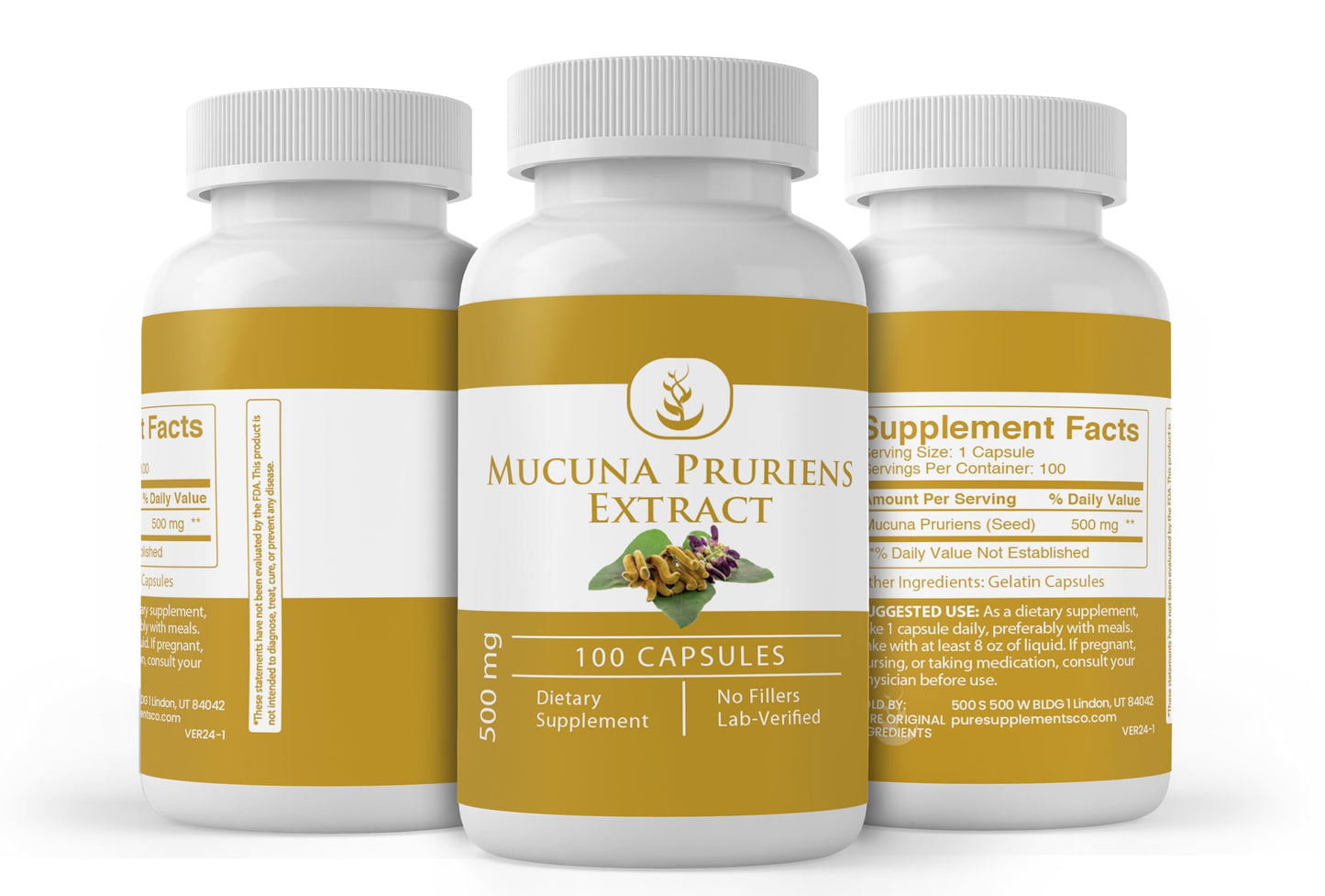 Pure Original Ingredients Mucuna Pruriens - 100 Capsules | Always Pure, No Additives or Fillers, Lab Verified