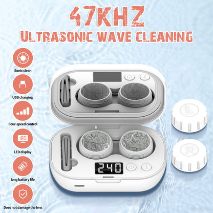 MUGLE Portable Ultrasonic Contact Lens Cleaner with USB Charger - White