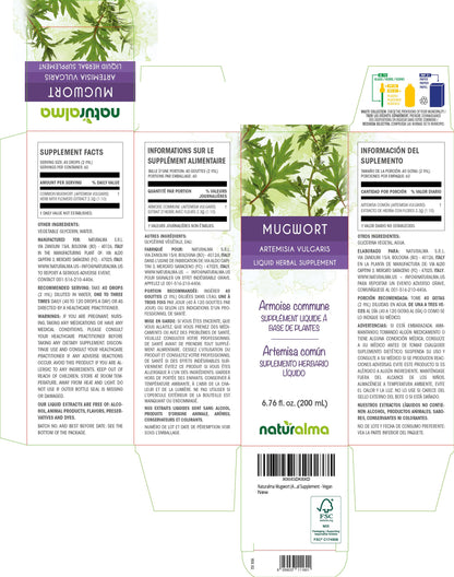 Naturalma Mugwort Tincture 1:10 | Alcohol-Free Drops, 6.76 fl oz – Vegan Herbal Supplement