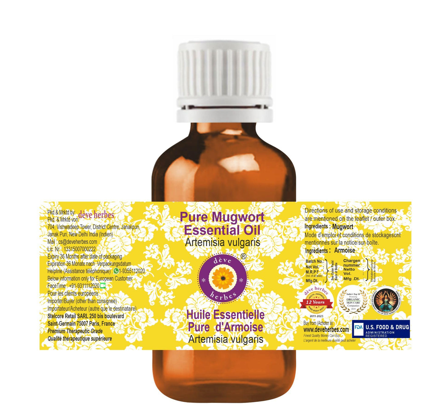 dève Herbes Mugwort Essential Oil (Artemisia vulgaris) 30ml | Steam Distilled | Pure