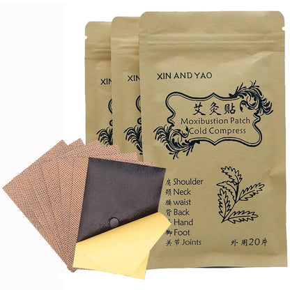 60pcs Mugwort Leaf Pads Wormwood Moxibustion Patch 7x10cm – Foot/Neck/Back Relief