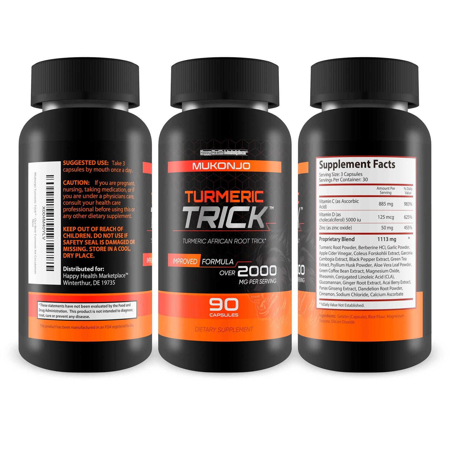 Mukonjo Turmeric Trick for Men – Vitamin D, Zinc & Black Pepper Curcumin