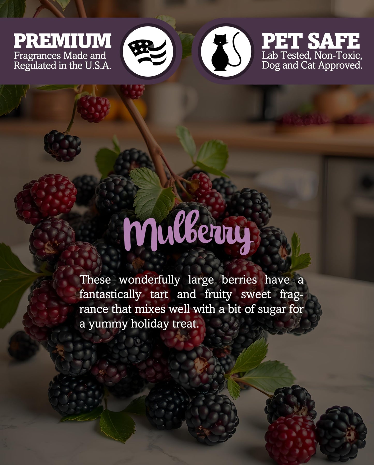 Mulberry Natural 3 Wick Candle – 14.5 oz – 100% Soy, Phthalate Free, Clean Burning