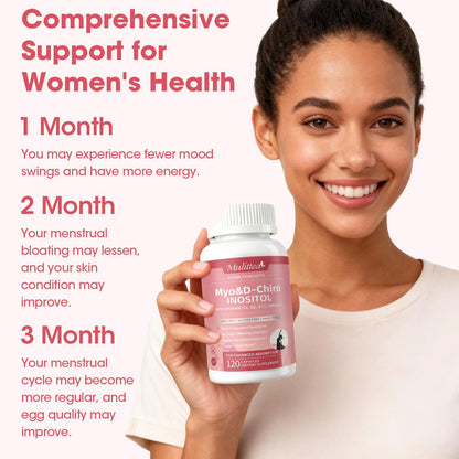 Mulittea Myo-Inositol & D-Chiro Supplement for Women - 14-in-1 Liposomal Inositol, 40:1 Ratio, 120 Vegan Capsules