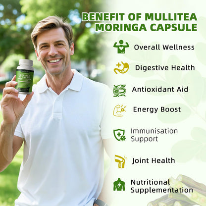 Mulittea Moringa Capsules 1000mg – 7-in-1 Turmeric, Ginger, Elderberry & Boswellia | 120 Vegan Capsules (2-Pack)