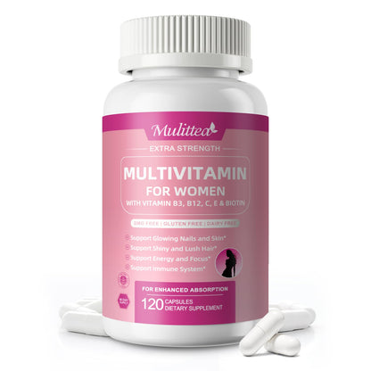 Mulittea Women Multivitamin – 120 CT, Biotin 10000mcg, A, C, D, E