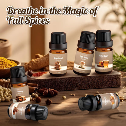 Spice Fragrance Oils Set 6x10ml | Rainbow Abby Fall Essential Oils for Diffuser, Candle, Soap