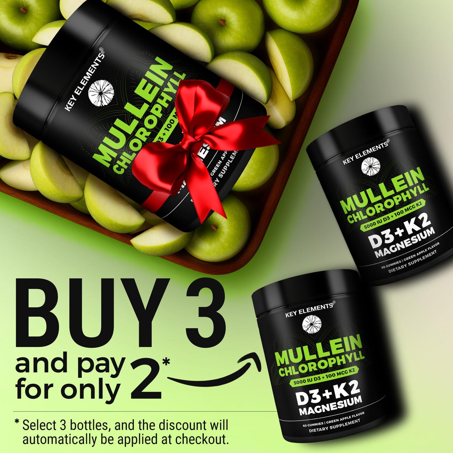 Mullein Gummies with Chlorophyll, D3, K2 & Magnesium – Lung, Immune & Bone Support