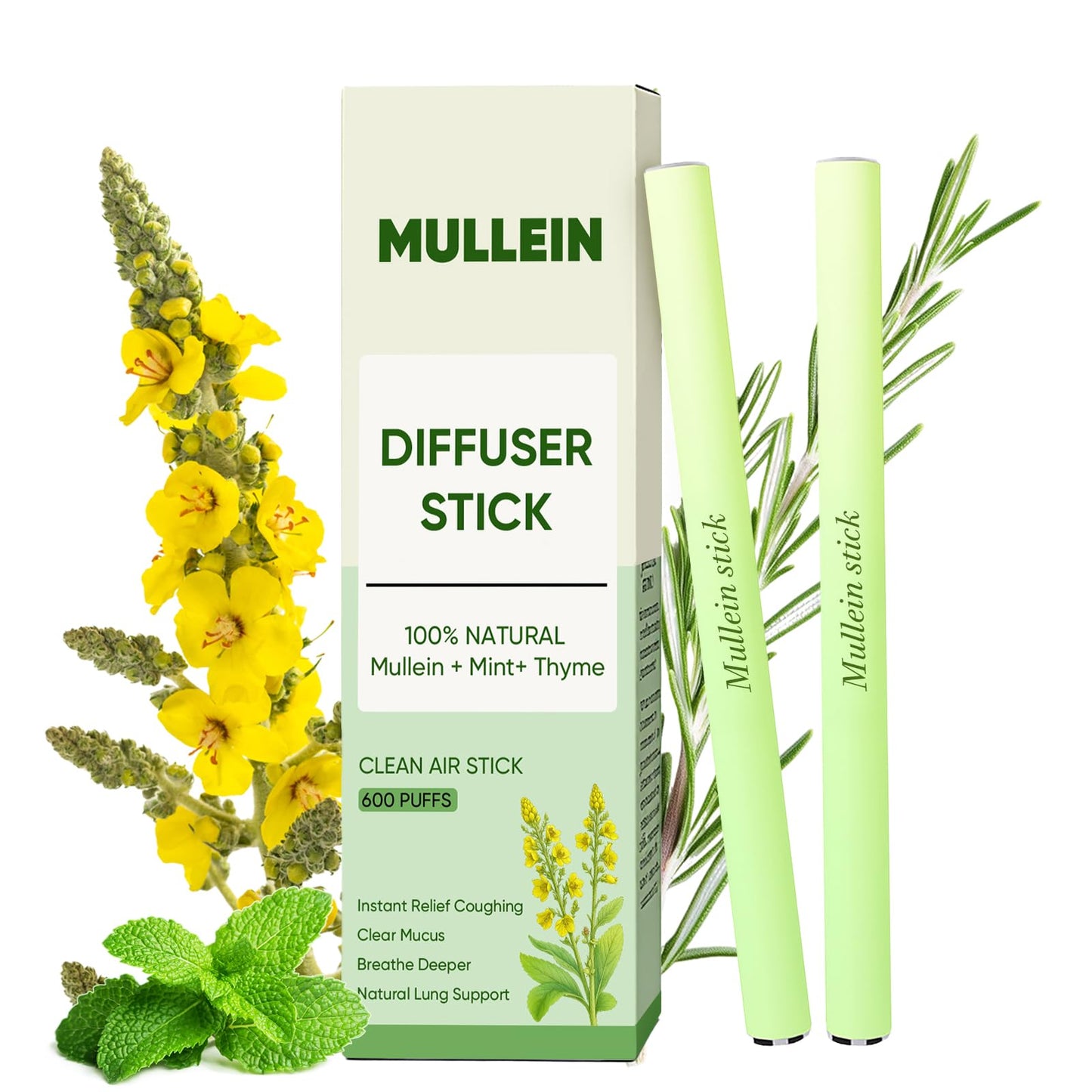 Mullein Diffuser Pen | Pure Breath Botanicals with Thyme & Mint - 600 Uses