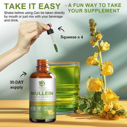 Mullein Drops for Lungs – Lung Detox & Cleanse | Vegan Mullein Leaf Tincture with Elderberry (Chlorophyll)
