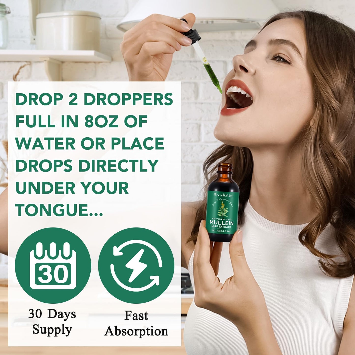 Mullein Drops for Lungs – Natural Leaf Extract & Chlorophyll (2 oz)