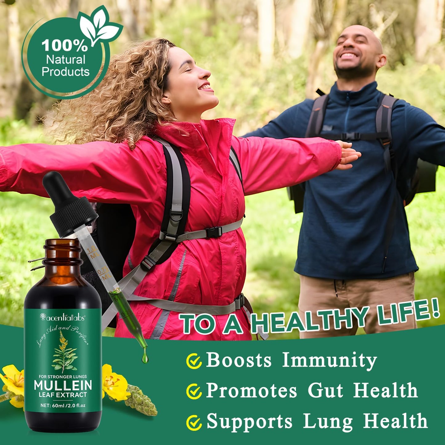 Mullein Drops for Lungs - 4 Fl Oz | Respiratory Support & Immune Health