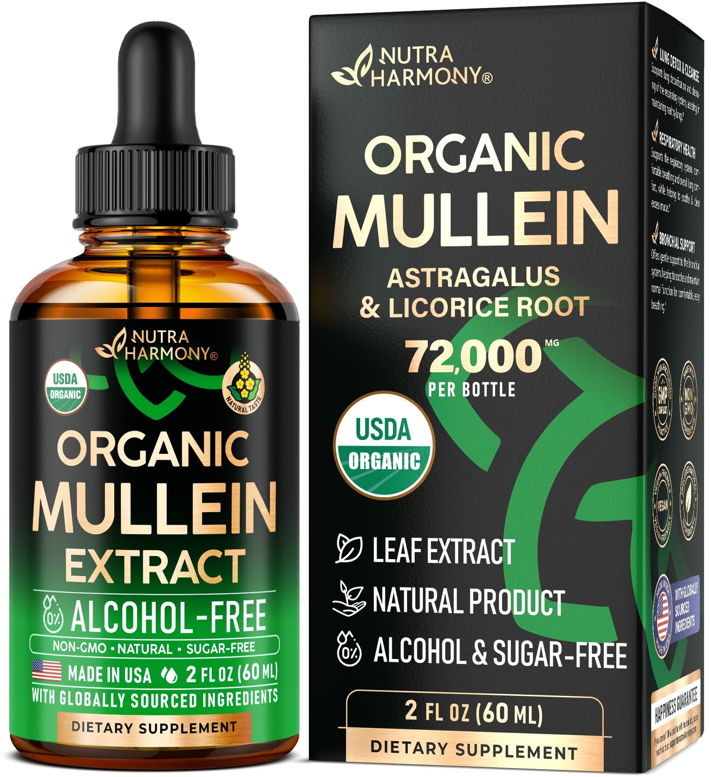 Mullein Drops for Lungs – USDA Organic Mullein Extract, Made in USA