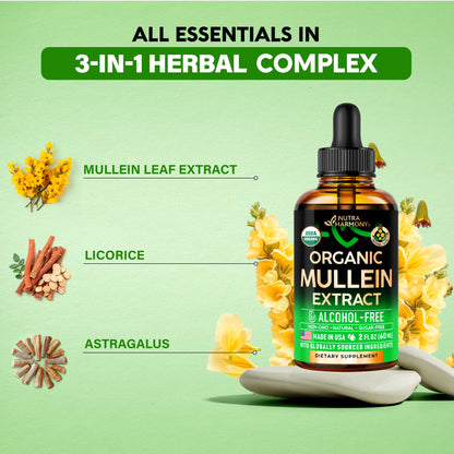 Mullein Drops for Lungs – USDA Organic Mullein Extract, Made in USA