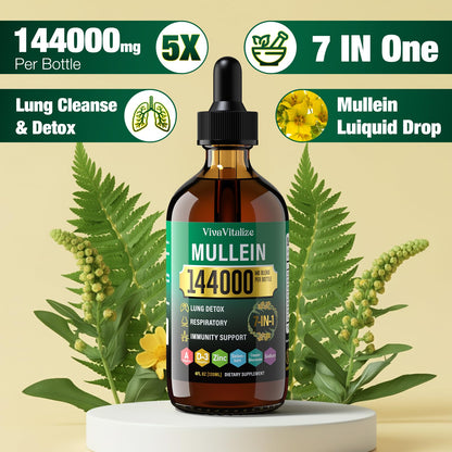 Mullein Drops for Lungs – 144000mg Mullein Leaf Extract | 120-Day Supply
