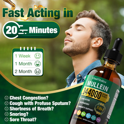Mullein Drops for Lungs – 144000mg Mullein Leaf Extract | 120-Day Supply