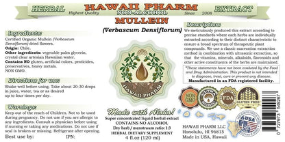 Mullein Alcohol-Free Liquid Extract – Organic Mullein Glycerite 2 oz | Hawaii Pharm USA