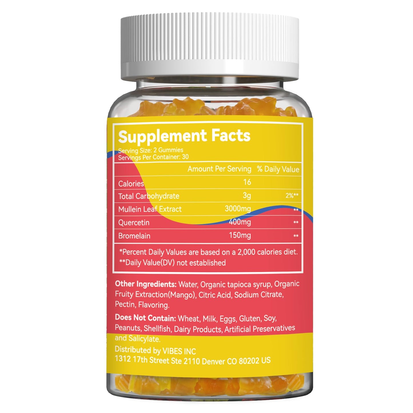 Mullein Gummies 3000MG – Sugar Free, Vegan, Lung Support (60 Count)