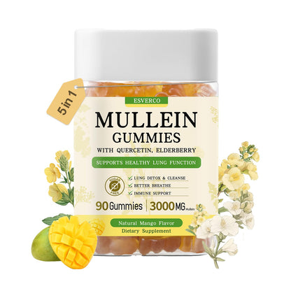 Mullein Gummies 3600mg – 7-in-1 Lung Health, Immune Support, Vegan, No Sugar | 90 Count