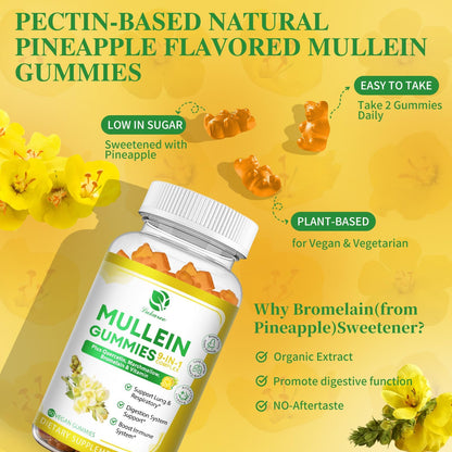 2-Pack 9-in-1 Mullein Gummies for Lung Cleanse & Immunity – Extra Strength, Vegan, 120 Count