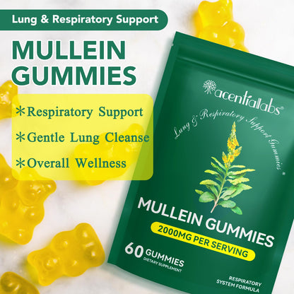 2 Pack Mullein Gummies for Lung Detox, Lung Cleanse & Mucus Relief