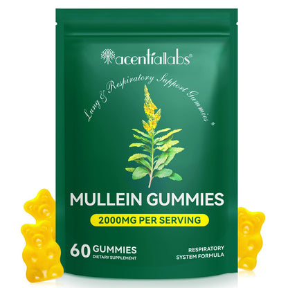 Mullein Gummies for Lungs | 2000mg Mullein Leaf Extract | Lung Support & Immune Health | 60 pcs