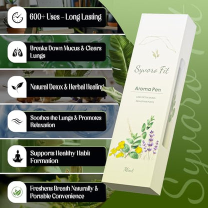 Upgraded Mullein Herbal Diffuser Pen – All-Natural, 600 Uses for Lung Cleansing & Fresh Breath