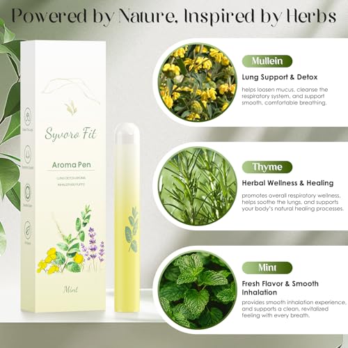 Upgraded Mullein Herbal Diffuser Pen – All-Natural, 600 Uses for Lung Cleansing & Fresh Breath
