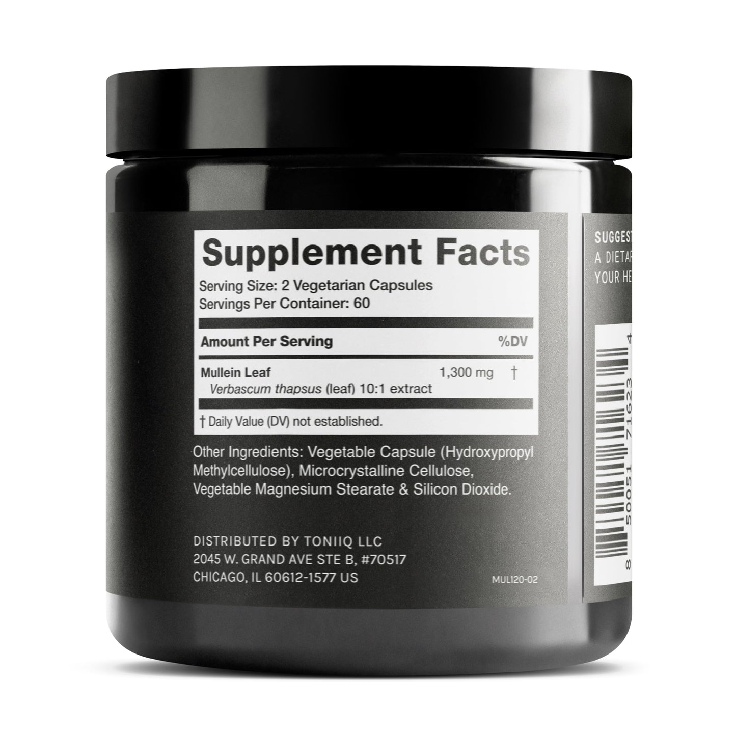 Mullein Leaf Capsules - Ultra High Potency 10:1 Extract | 1300mg per Serving | 120 Capsules
