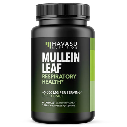 Mullein Leaf Capsules – 5000mg Extract (10:1) for Lung Support | Vegan & Non-GMO | 60 Count