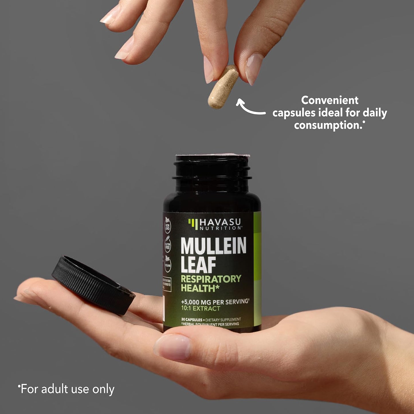 Mullein Leaf Capsules – 5000mg Extract (10:1) for Lung Support | Vegan & Non-GMO | 60 Count