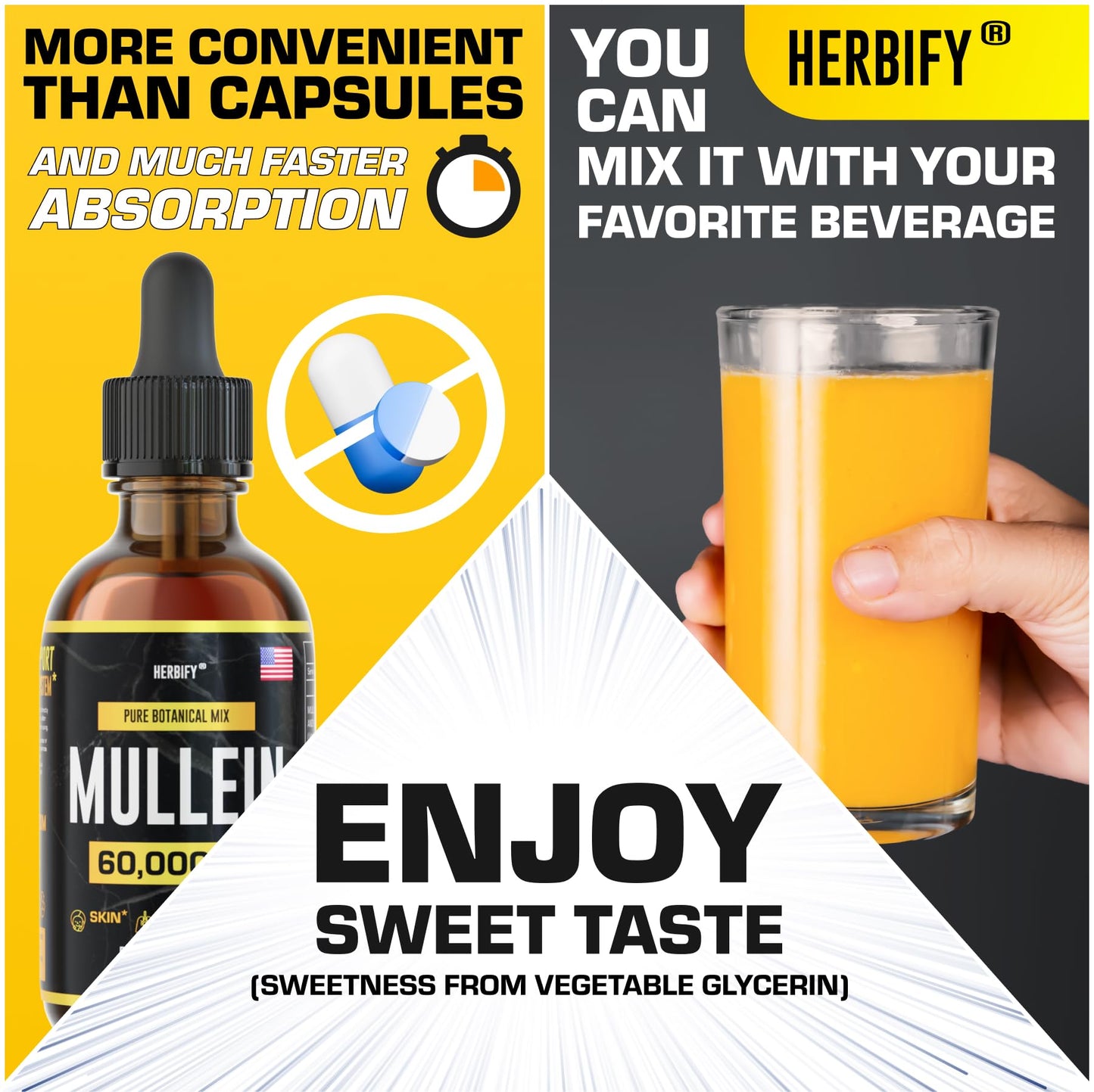 HERBIFY Mullein Extract 2 oz Tincture for Respiratory Health – Mullein Leaf & Flowers Blend