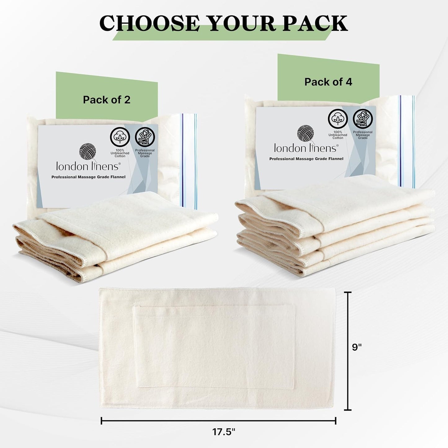 Natural Cotton Flannel Castor Oil Wrap for Liver Detox – 4-Piece Pack
