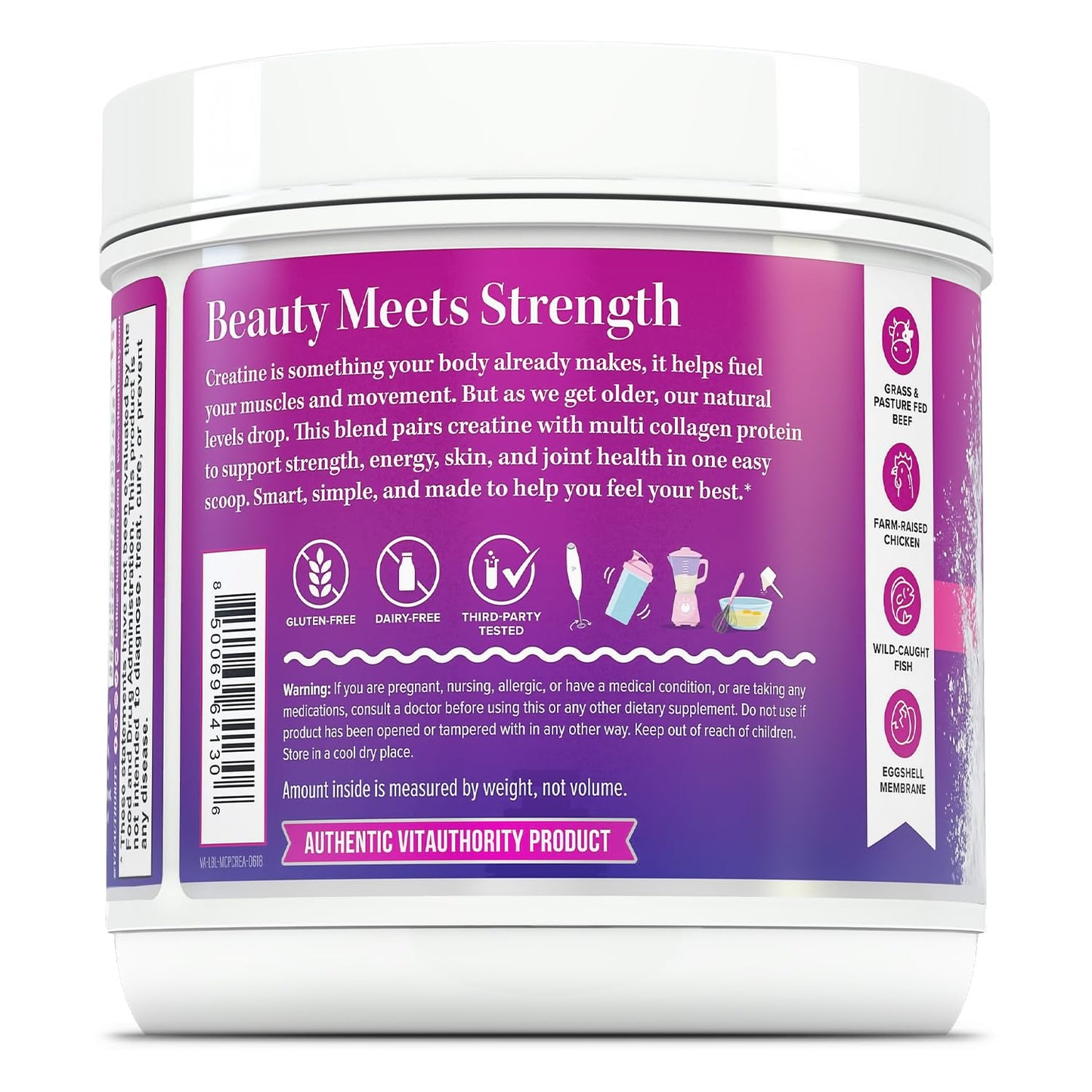 Multi Collagen Protein + Creatine | 5g Creatine Monohydrate, 30 Servings