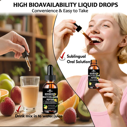 Multi Collagen Peptides Liquid Drops with Hyaluronic Acid – Hair, Skin & Joints