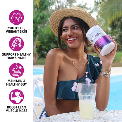Multi Collagen Peptides Powder for Women – Hydrolyzed Collagen with Vitamin C & Hyaluronic Acid (Tropical Punch, 30 Servings)