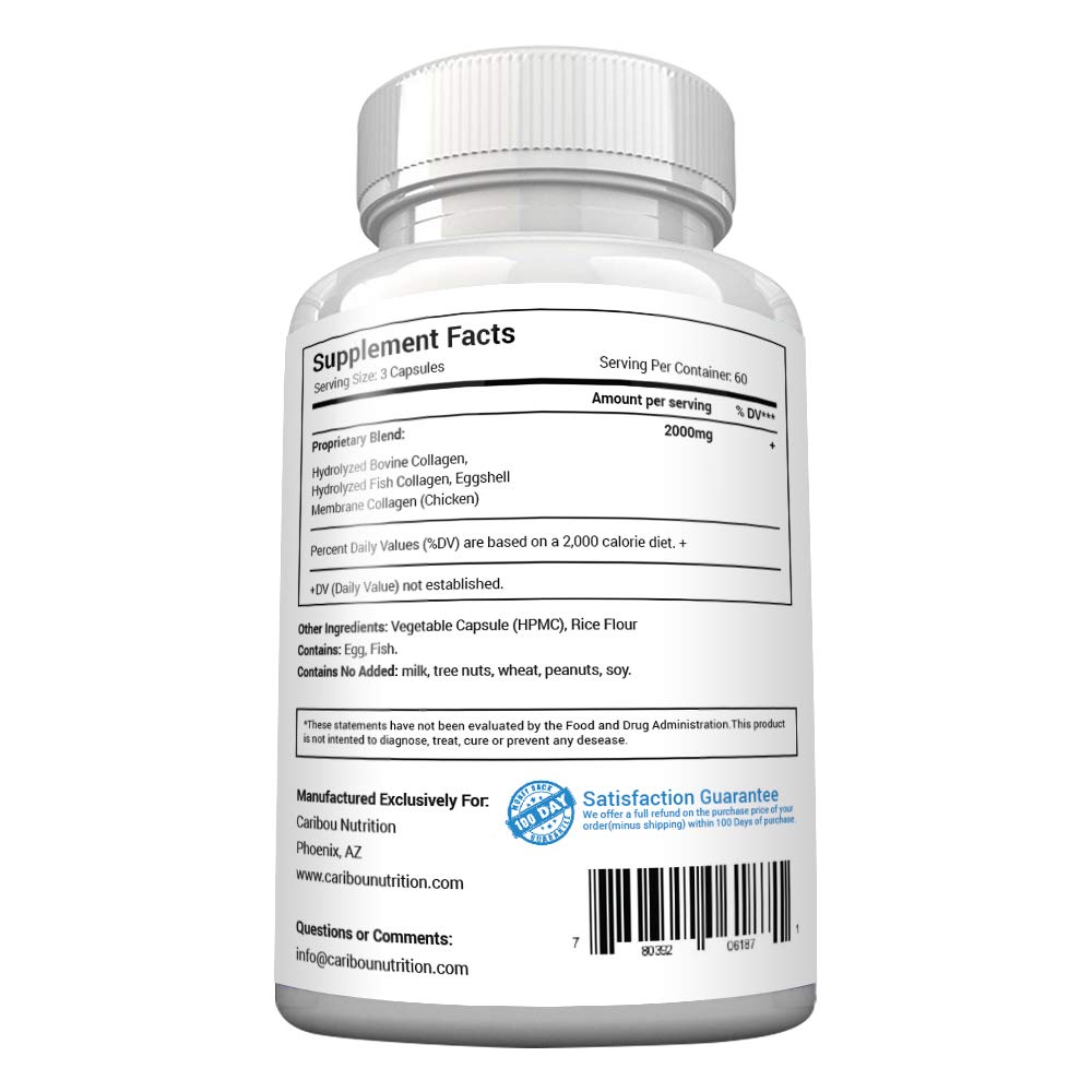 Multi Collagen Pills – 180 Capsules | Types I–X | Grass-Fed Beef, Wild Fish, Eggshell