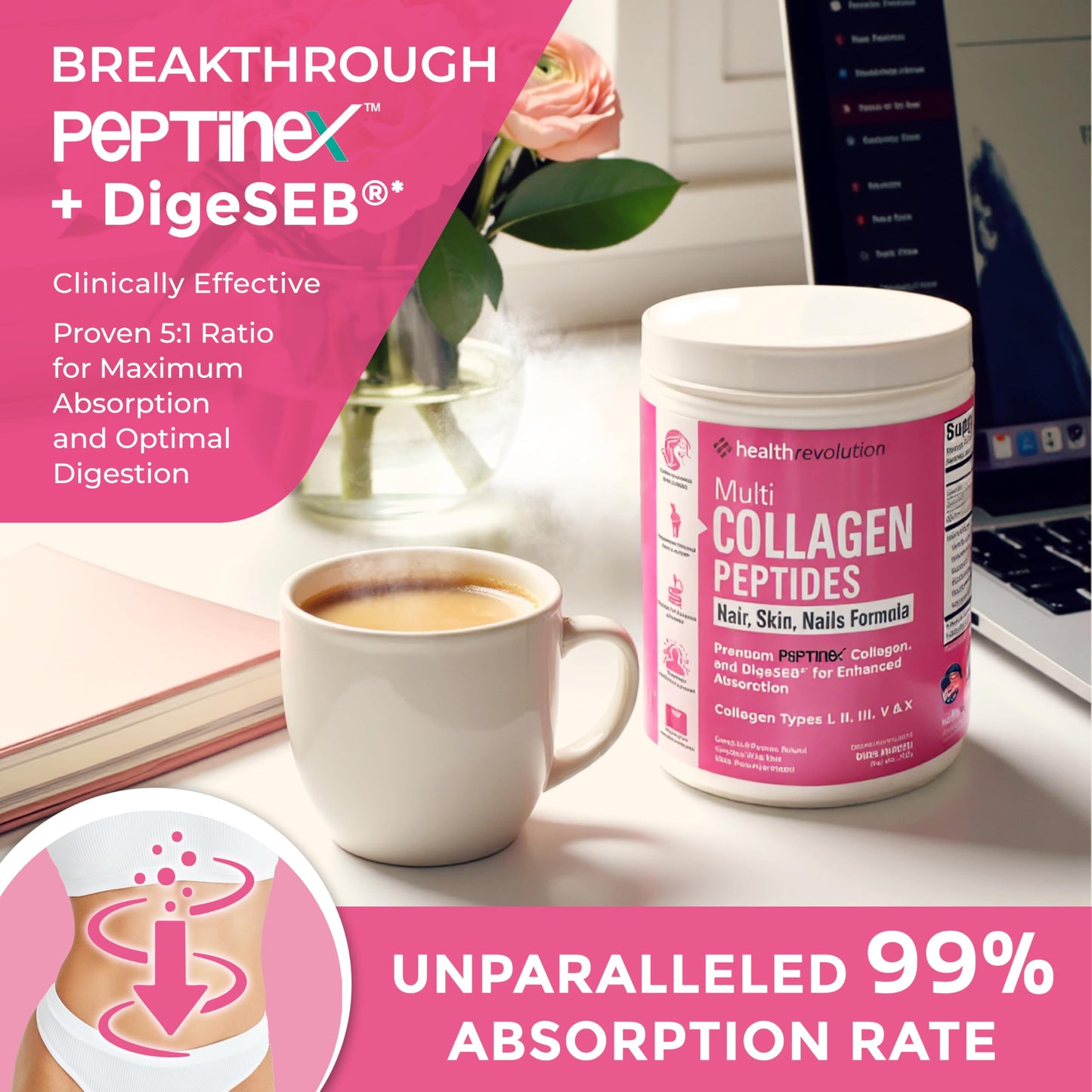 Multi Collagen Protein Powder – Types I–X, 99% Absorption, Unflavored