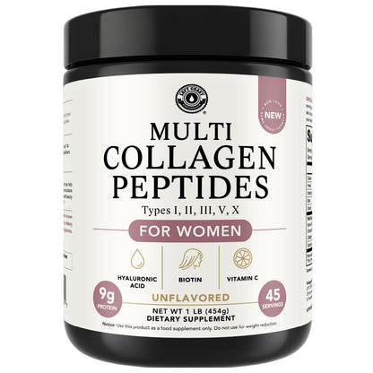 Multi Collagen Peptides Powder I-II-III-V-X with Hyaluronic Acid | Keto & Non-GMO