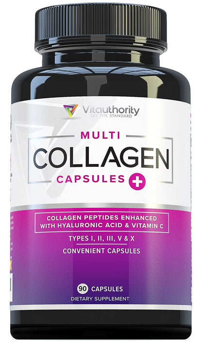 Multi Collagen Peptides for Women – Hydrolyzed Collagen with Vitamin C & Hyaluronic Acid, 30 Servings