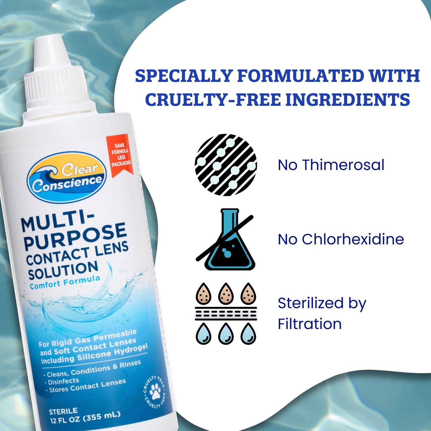 Cruelty-Free Contact Lens Solution 12oz – Clear Conscience (3 Pack)