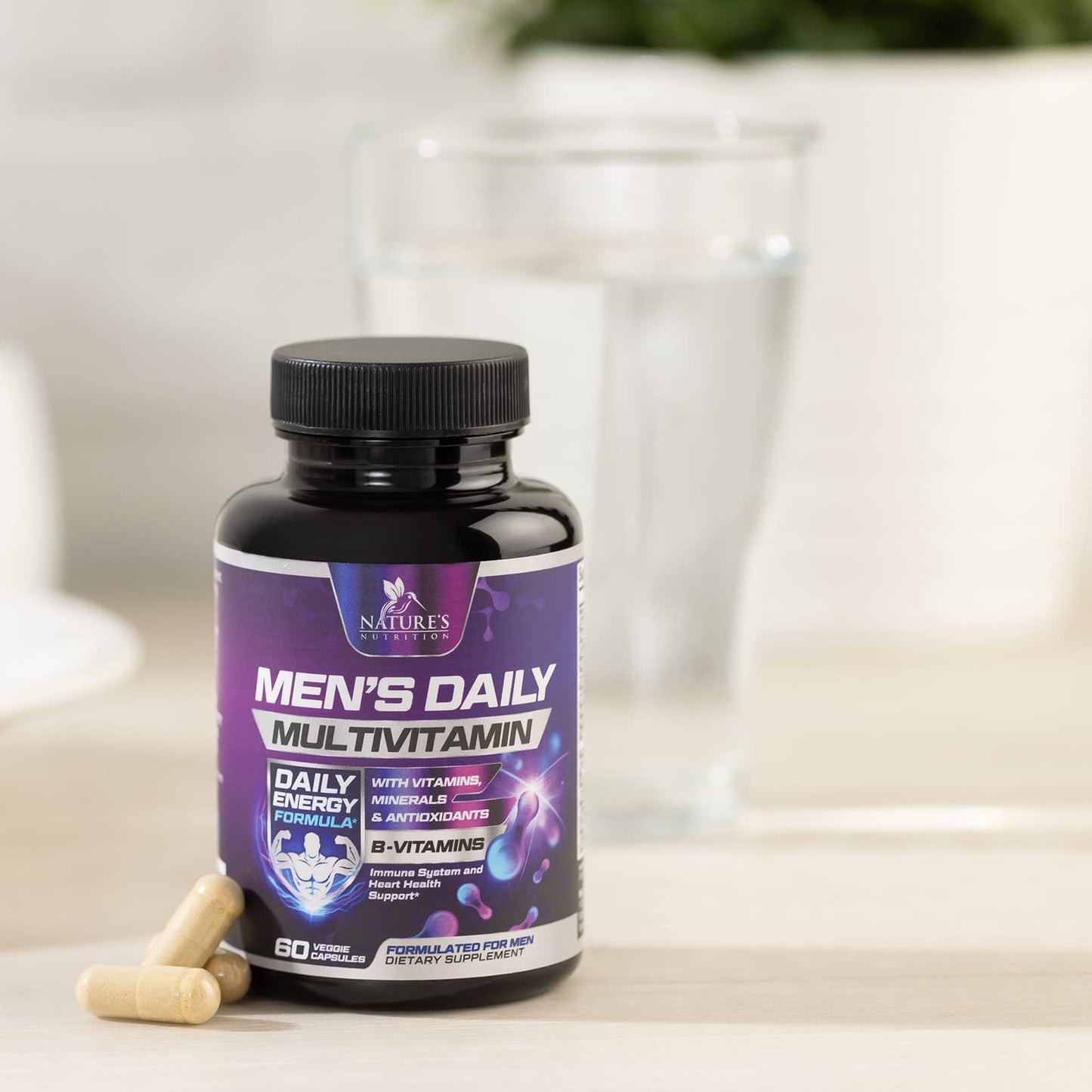 Multivitamin for Men - Immune & Energy Support | Non-GMO 60 Capsules