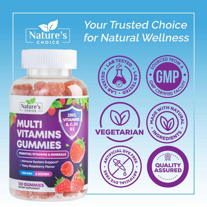 Multivitamin Gummies for Adults – Immune Support, Vitamins A C D E B12, 120 Gummies
